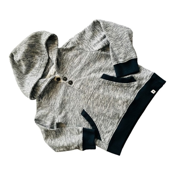 Retreat marble hoodie ribbed hem/cuff gray/navy blue kangaroo pocket Boy 5 - Picture 2 of 14